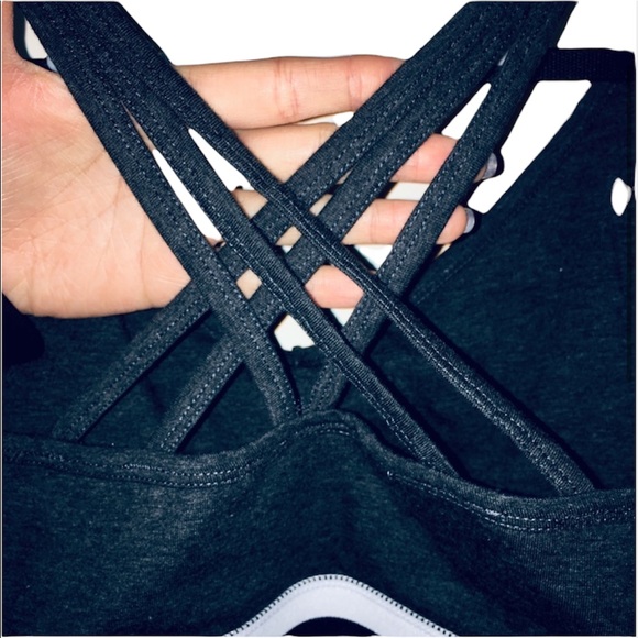 NWT DKNY: Gray Cross Back Workout Sports Bra - Picture 3 of 5